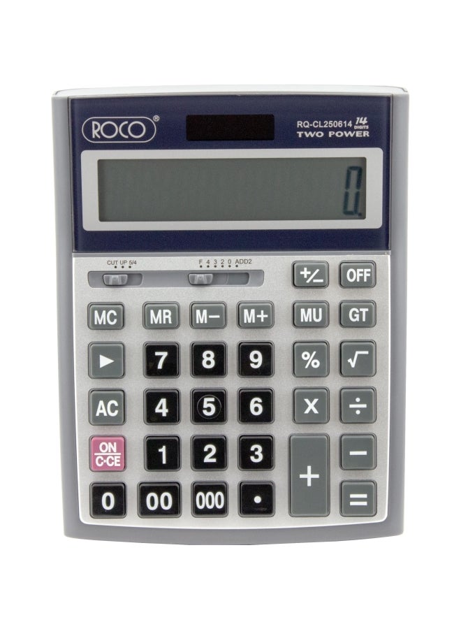روكو آلة حاسبة مكتبية بشاشة سعة 14 رقماً أزرق/ أبيض