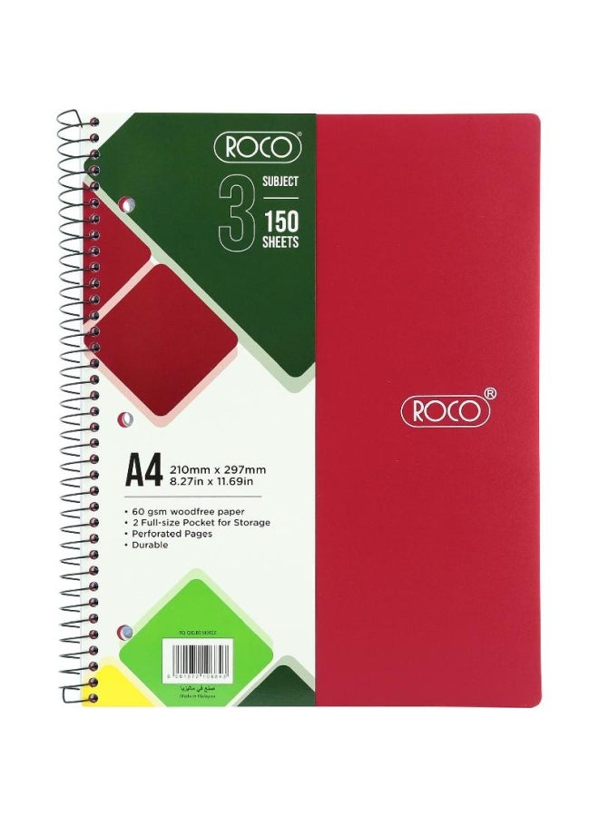 ROCO A Sheets Lined Maroon Notebook Multicolour - Image 1