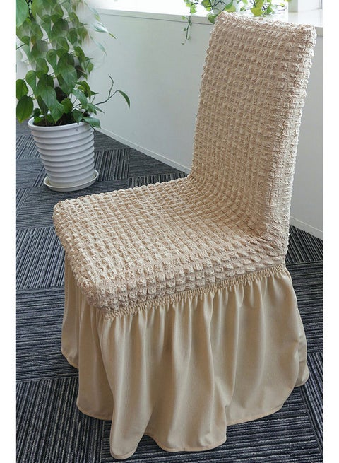 Turkish Stretch Fit Dining Chair Cover Beige
