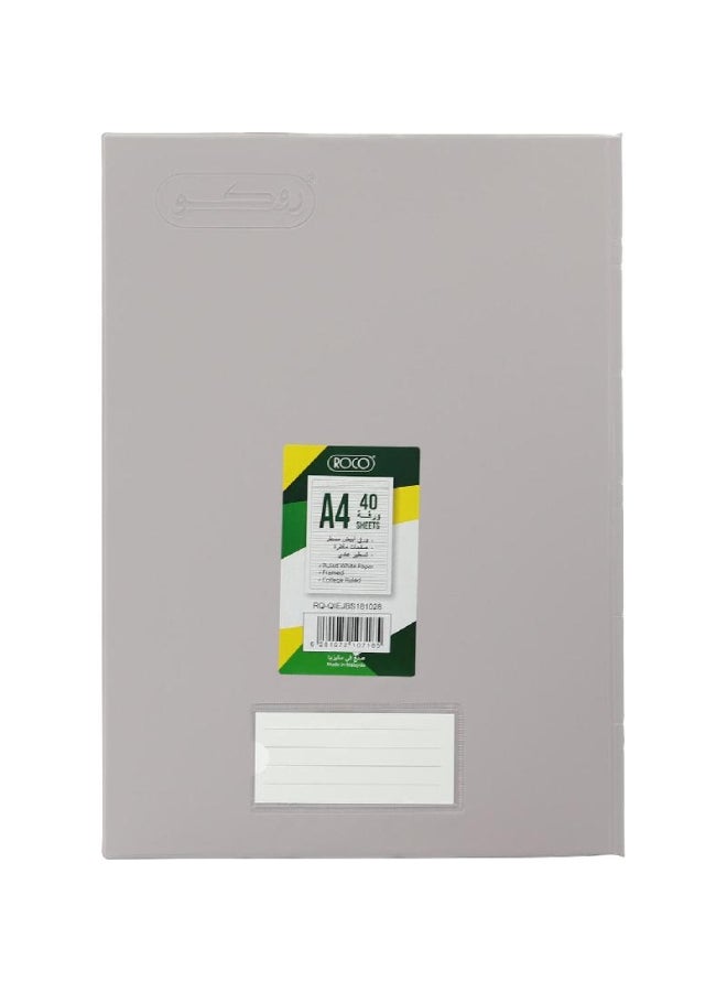 روكو دفتر ملاحظات مسطر مقاس A4 مكون من 40 ورقة رمادي - Image 2