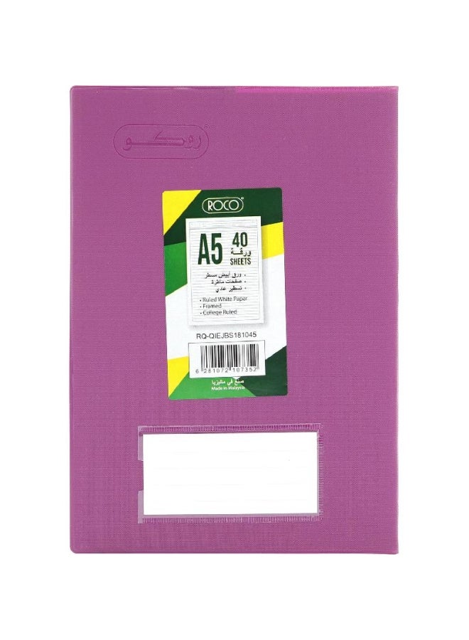 روكو دفتر ملاحظات مسطر مقاس A5 مكون من 40 ورقة أرجواني - Image 2