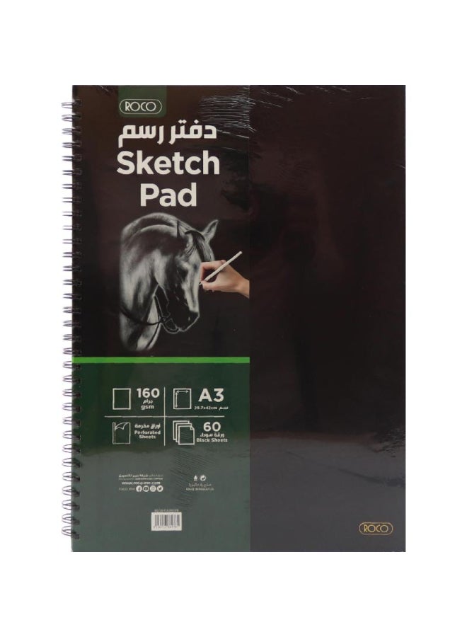 ROCO Sketch Pad Hard Back A3 Sheets Black - Image 1