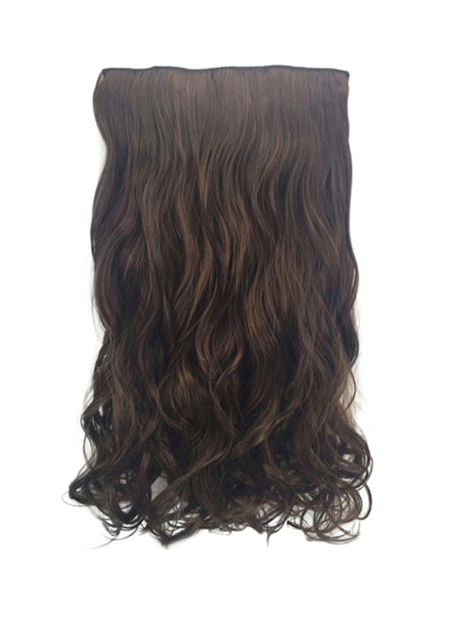Voberry 1-Piece  5 Clip Curly Wave Roll Hair Wig Brown 18x15x3cm