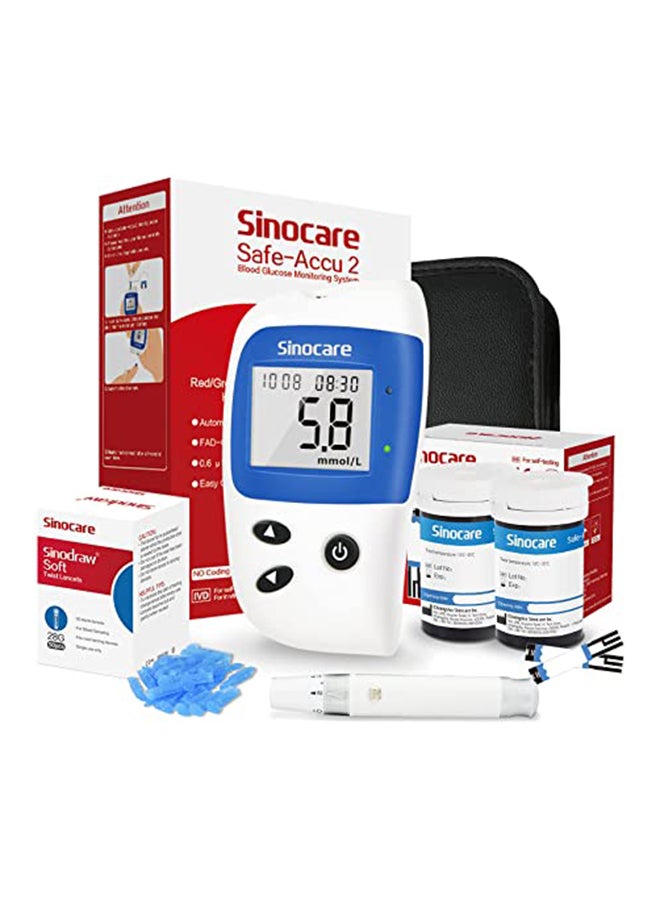 SINOCARE - Safe Accu2 Blood Glucose Monitoring System With 50 Test Strips And Lancets - Image 1