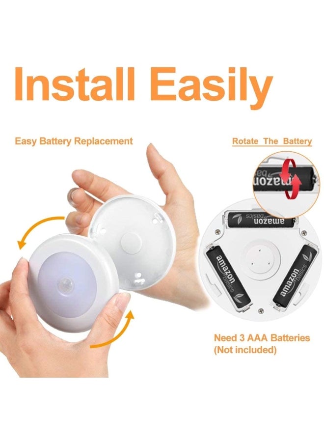 3-Pieces Cordless Battery-Powered LED Night Motion Sensor Light White 1.7x8cm
