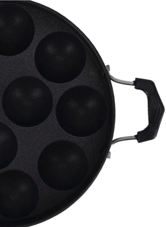 DELCASA 12 Pits Aluminum Nonstick Appa Pathram Appam Pan Black 20cm - Image 4