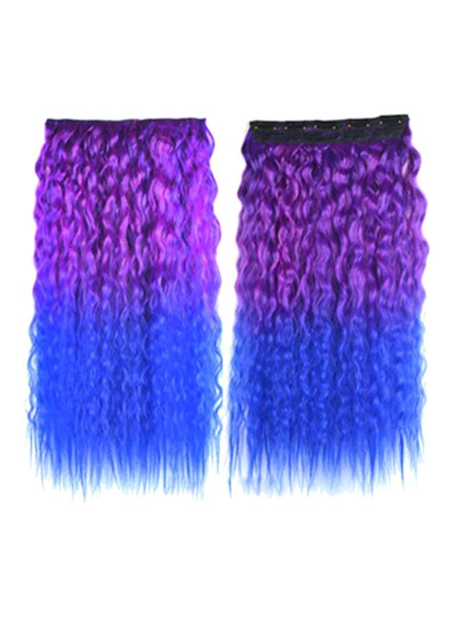 شعر مستعار مجعد ومموج وطويل بلون متدرج ويحتوي على 5 مشابك الأرجواني/الأزرق 20x20x3سم