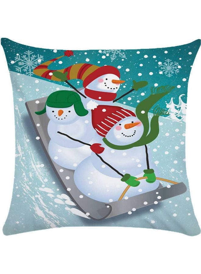 Snowman Printed Cushion Cover Multicolour 45x45cm