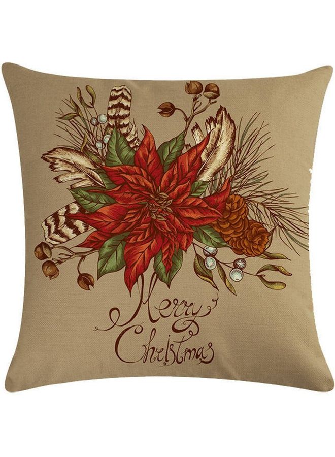 Printed Cushion Cover Beige/Red/Green 45x45cm
