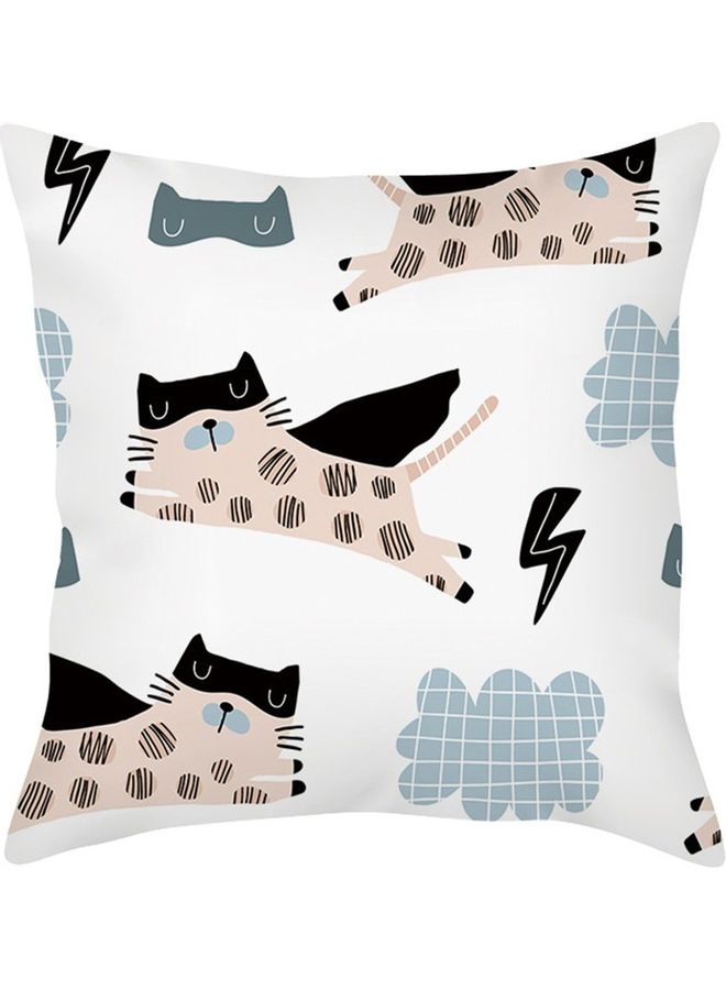 Cat Printed Cushion Cover Multicolour