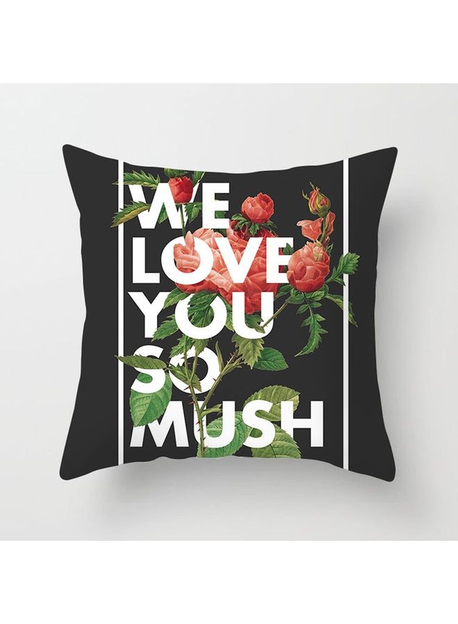 Rose Printed Cushion Cover Multicolour