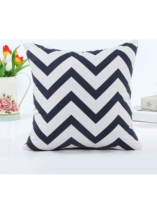 Wave Pattern Canvas Decorative Square Throw Pillow Case Black/White 20x20cm - Image 2