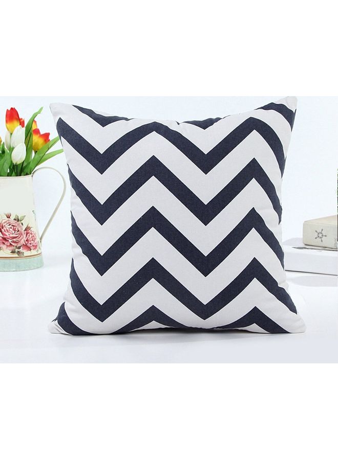 Wave Pattern Canvas Decorative Square Throw Pillow Case Black/White 20x20cm - Image 1