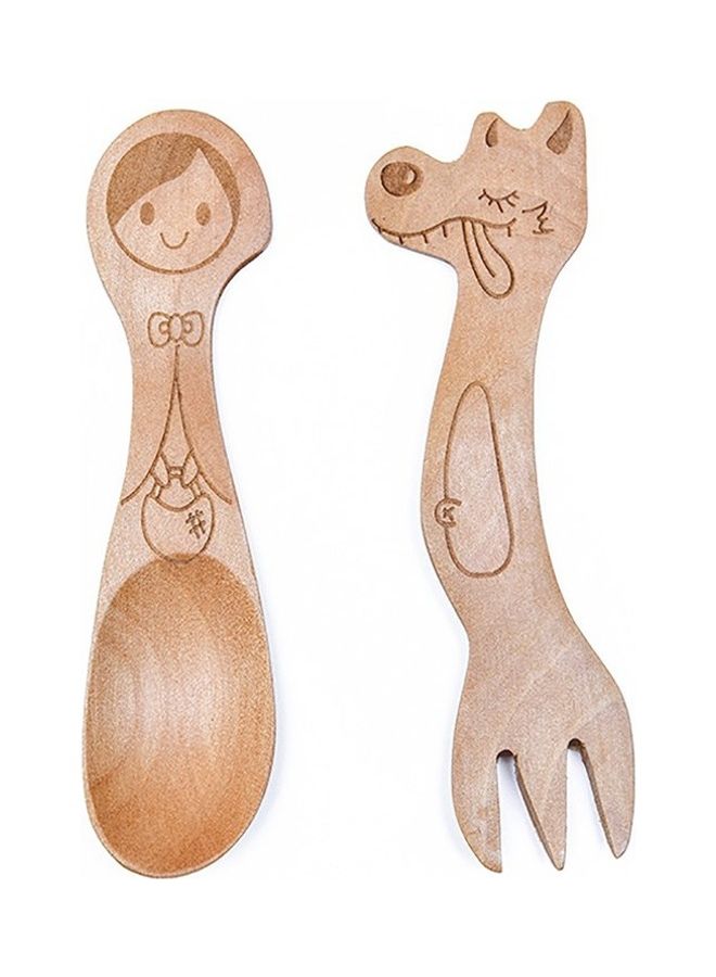 Wooden Spoon And Fork Set Beige/Brown