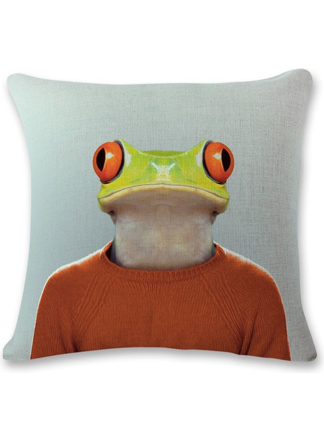 Frog Printed Cushion Cover Grey/Brown/Green