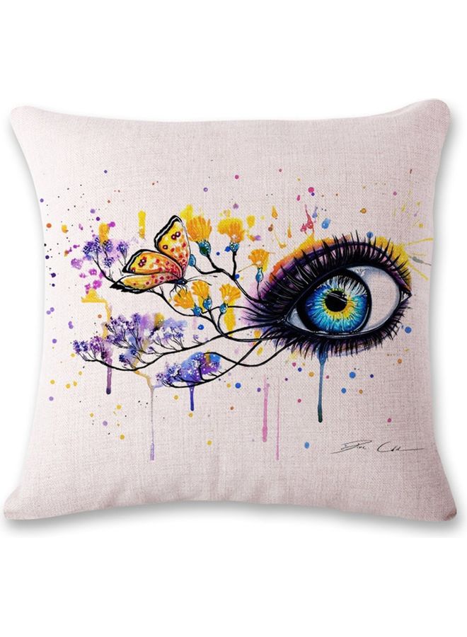 Eye And Butterfly Printed Cushion Cover Multicolour