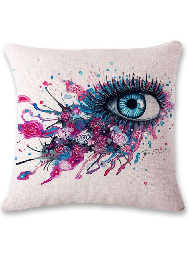Eye And Floral Printed Cushion Cover Multicolour