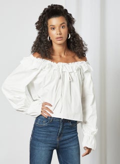 Ruffle Detail Pleated Top White - v1625125981/N47052821V_1