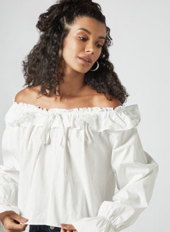 Ruffle Detail Pleated Top White - v1625125982/N47052821V_3