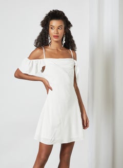 NA-KD Cold Shoulder Mini Dress White  - Image 1