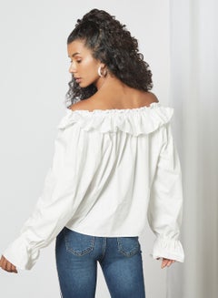 Ruffle Detail Pleated Top White - v1625125983/N47052821V_2