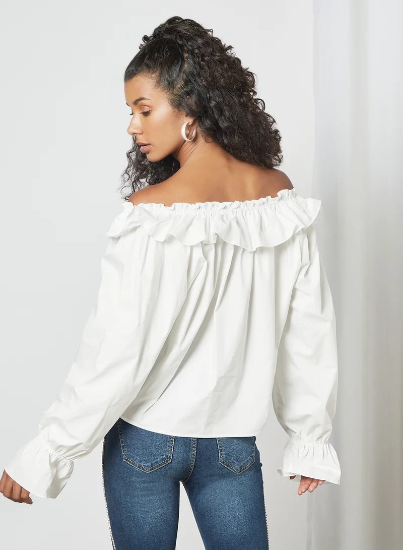 NA-KD Ruffle Detail Pleated Top