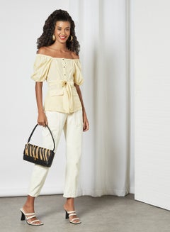 NA-KD Puffed Sleeve Top Light Yellow  - Image 4