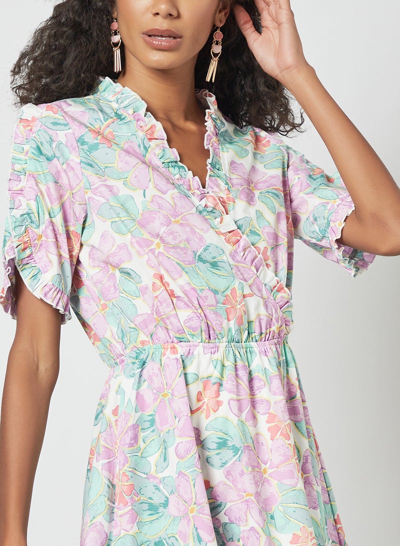 NA-KD - Floral Print Ruffle Detail Dress Multicolour - Image 1