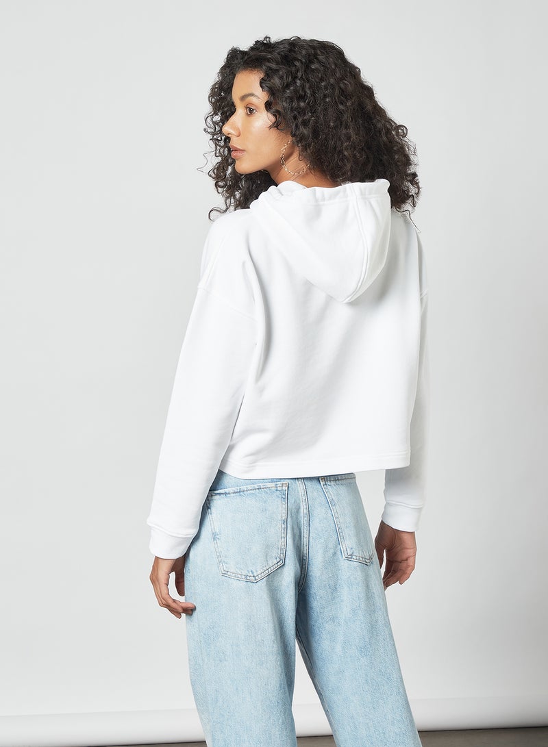 TOMMY SPORT - Logo Print Cropped Hoodie White - Image 1