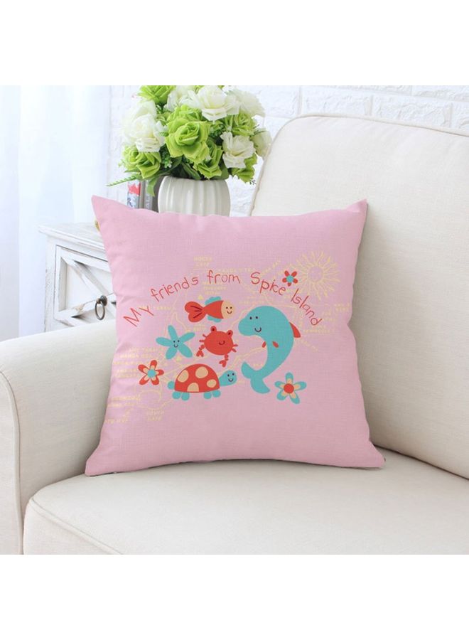 Island Printed Cushion Cover Pink/Blue/Red