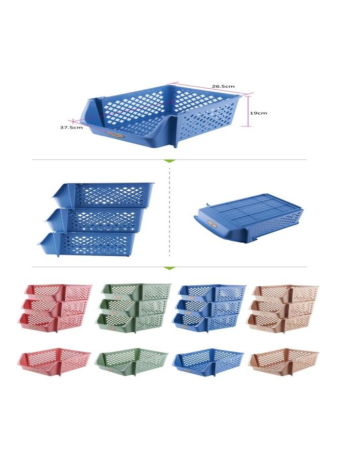 Plastic Kitchen Multi Storage Basket Blue 37.5x19x26.5cm 