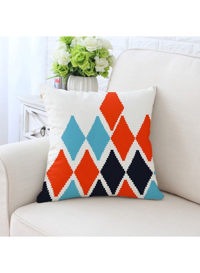 Printed Cushion Cover White/Blue/Orange