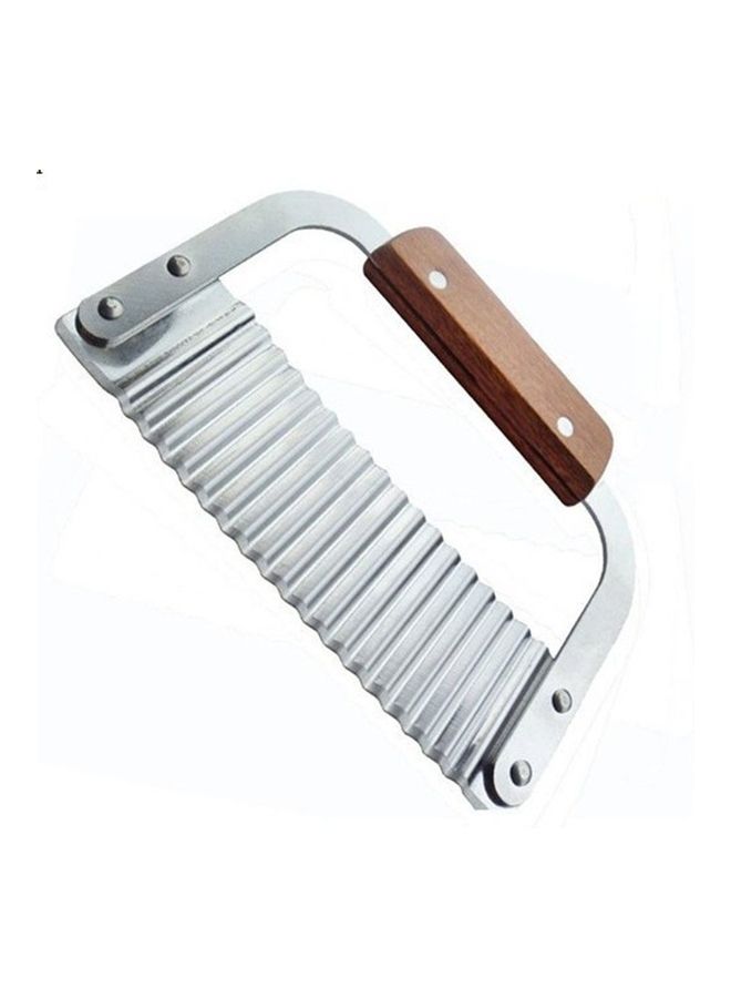 Generic - Stainless Steel Wooden Handle Fries Wave Knife Silver/Brown - Image 1