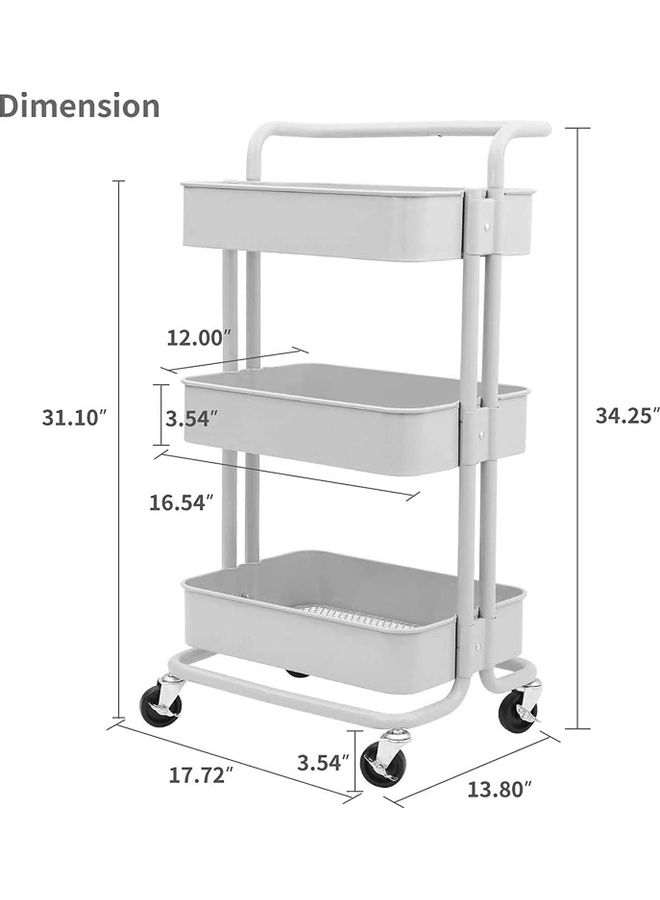 Royal Polar Multifunctional 3-Tier Kitchen Rolling Cart White 17.72x34.25x13.8inch  - Image 2
