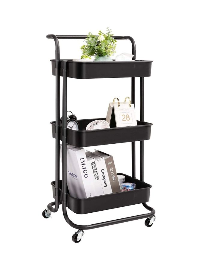 Royal Polar Multifunctional 3-Tier Kitchen Rolling Cart Black 17.72x34.25x13.8inch  - Image 1