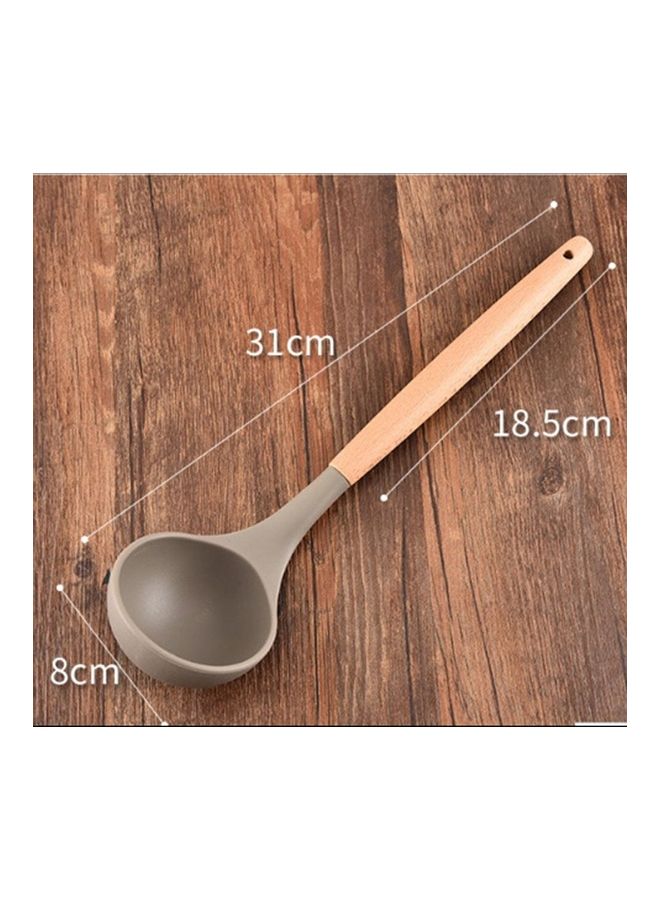 Soup Spoon with Wooden Handle Grey/Beige - Image 1