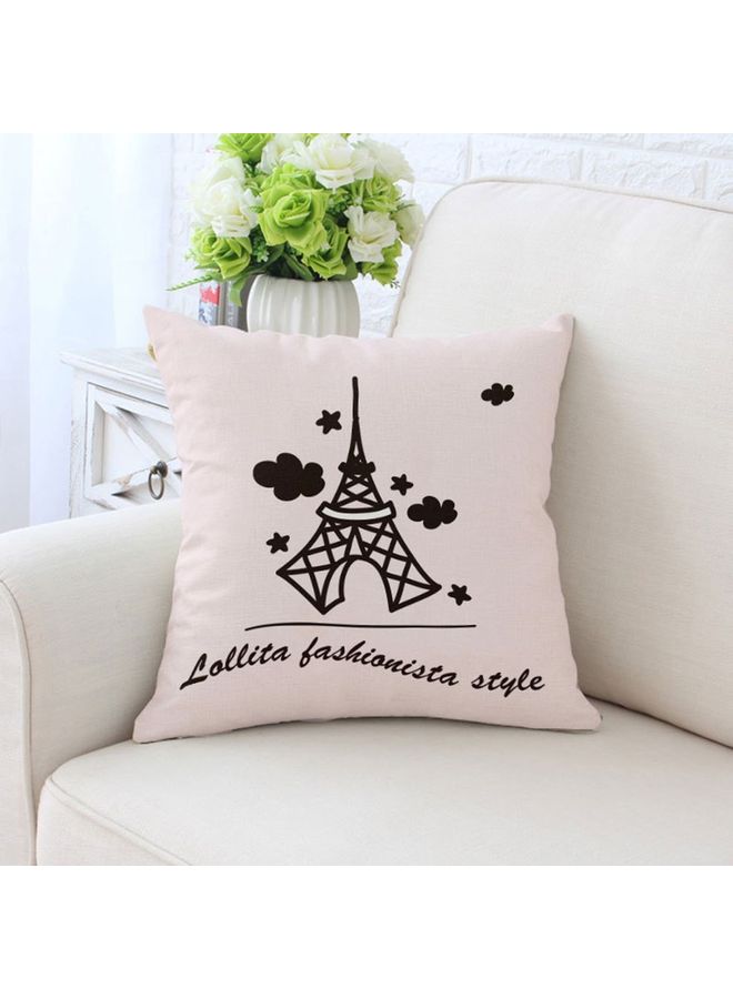 Lollita Style Printed Cushion Cover White/Black