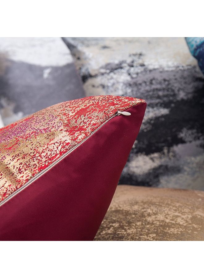 Printed Cotton Cushion Cover Red/Gold 20x20cm - Image 1