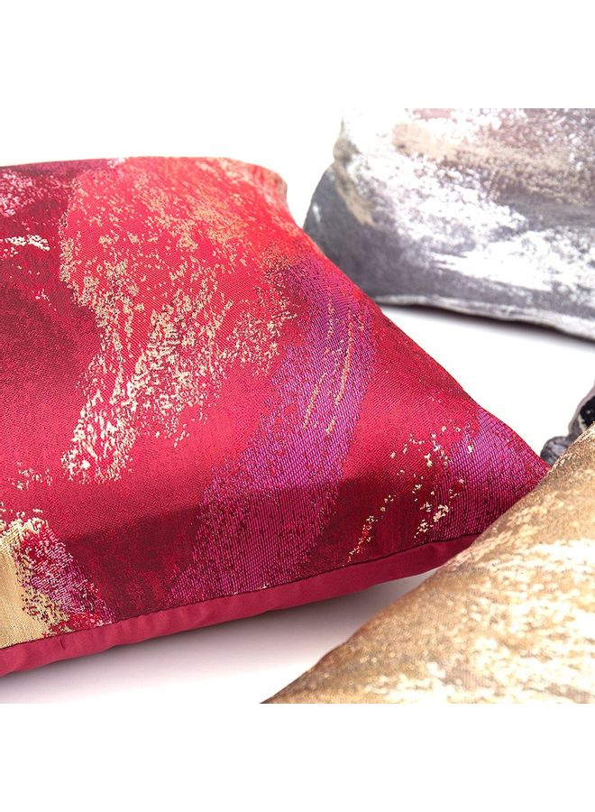 Printed Cotton Cushion Cover Red/Gold 20x20cm - Image 2