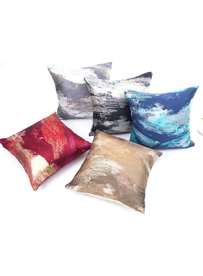 Printed Cotton Cushion Cover Red/Gold 20x20cm - Image 3