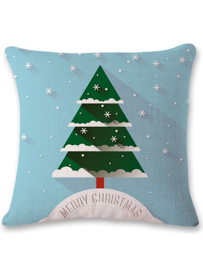 Printed Cushion Cover Blue/Green/White 45x45cm - Image 1