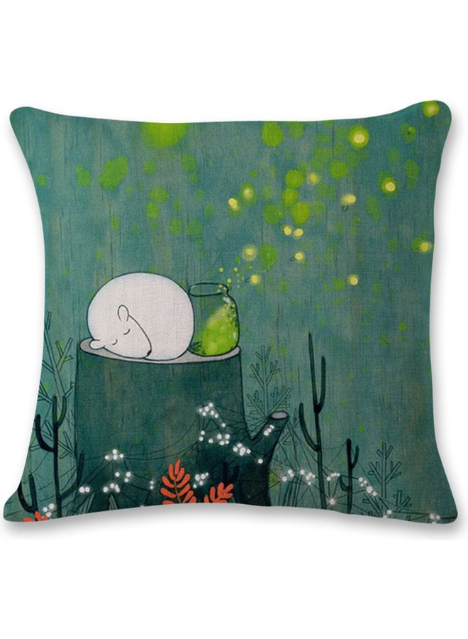 Printed Cushion Cover Green/White/Black 45x45cm