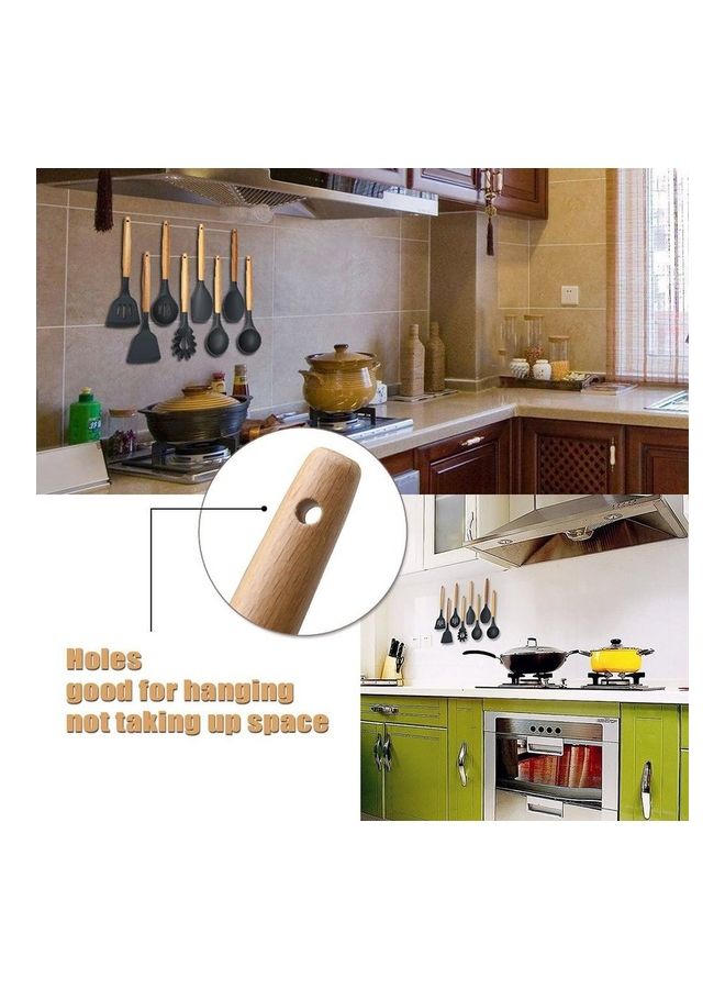8-Piece Wooden Handle Cooking Utensil Set Grey/Beige - Image 5