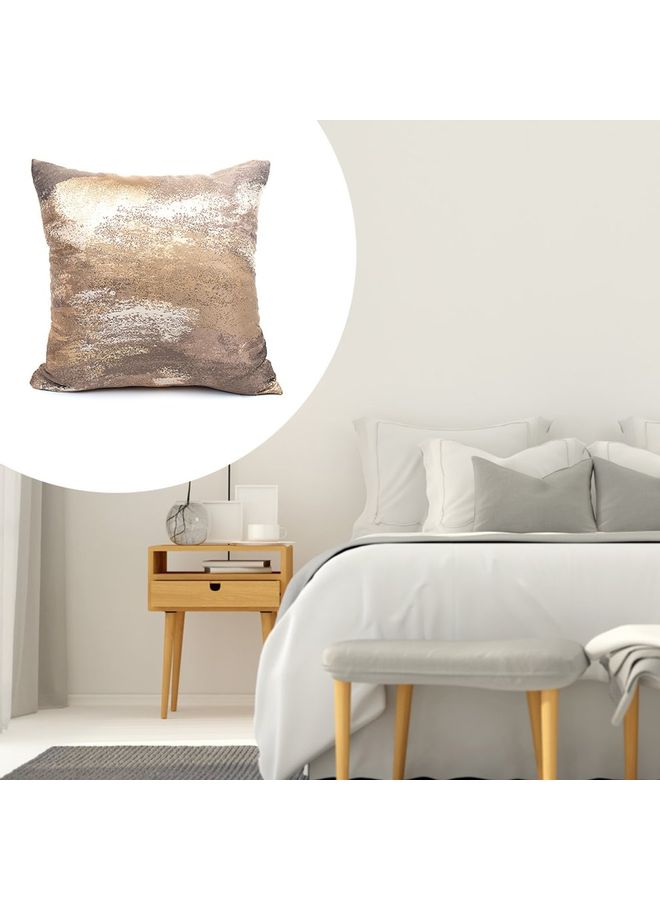 Printed Cotton Cushion Cover Brown 20x20cm - Image 1
