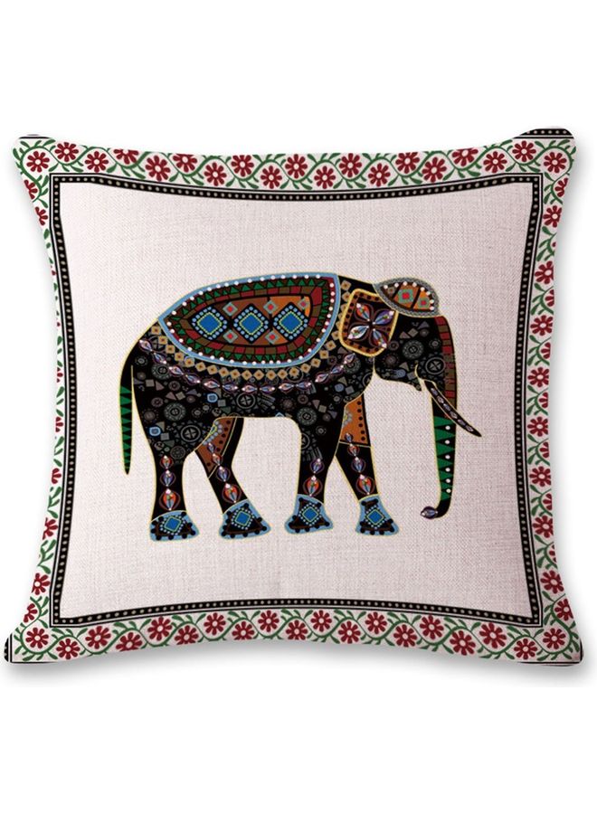 Elephant Printed Cushion Cover Multicolour