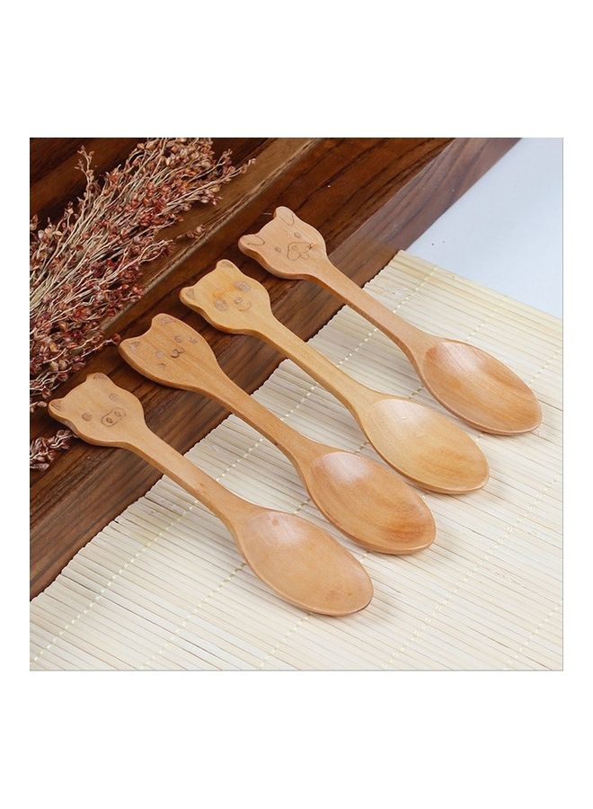 4-Piece Wooden Spoon Set Beige/Brown 12x3x0.5cm 