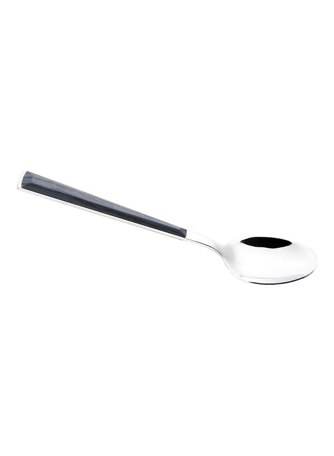 Creative Stainless Steel Spoon With Long Faux Wood Grain Handle Black 20.2 x 4 x 1cm