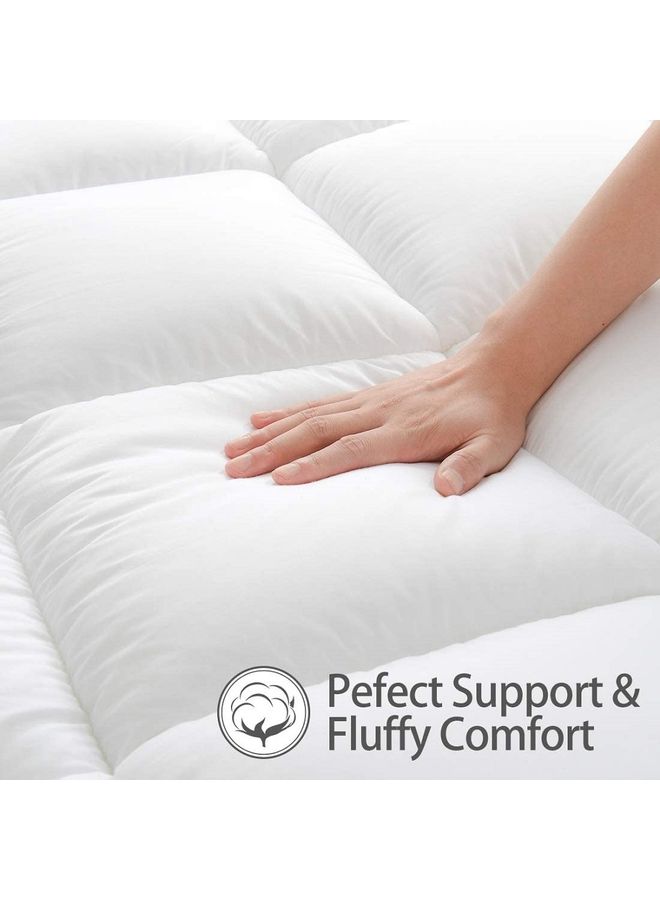Extra Thick Soft and Fluffy Mattress Topper Polyester Shite 120 x 200cm - Image 1