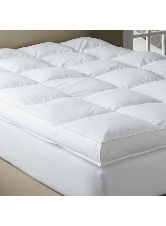 Extra Thick Soft and Fluffy Mattress Topper Polyester Shite 120 x 200cm - Image 2