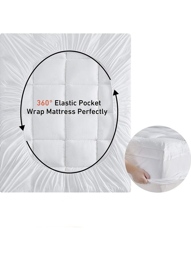 Extra Thick Soft and Fluffy Mattress Topper Polyester Shite 120 x 200cm - Image 4